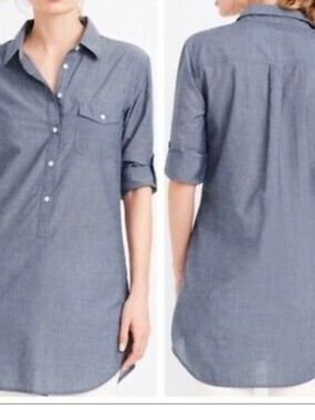J.Crew Chambray Popover Long Sleeve Woman's Tunic Size Small